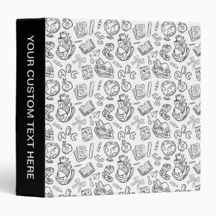 Custom Black & White School Doodle 3 Ring Binder