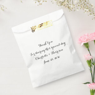 Custom black white script Wedding gift Favor Bag