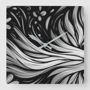 Custom Black + White Square Living Room Wall Clock