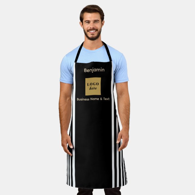 Custom Black & White Stripe Apron (Worn)