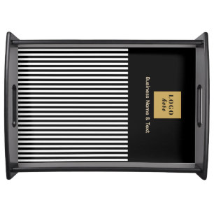 Custom Black & White Stripe Serving Tray