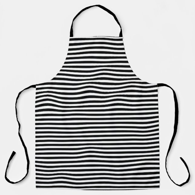 Custom Black White Stripes Apron (Front)