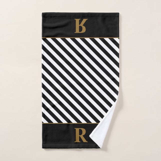 Custom Black/White Stripes Hand Towel (Hand Towel)