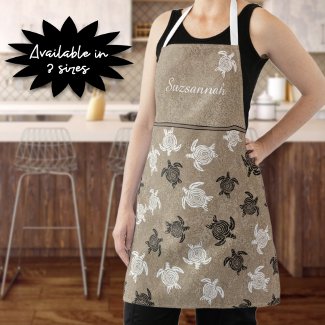 Custom Black White Tribal Art Turtles Pattern