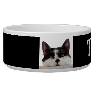 Custom Black & White Tuxedo Funny Cat Pet Bowl