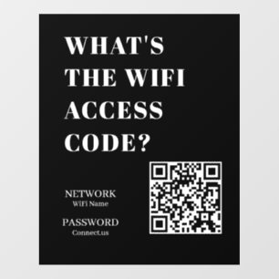 Custom Black WiFi QR   Network Password Display Wall Decal