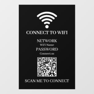 Custom Black WiFi QR   Scan to Connect Display Wall Decal