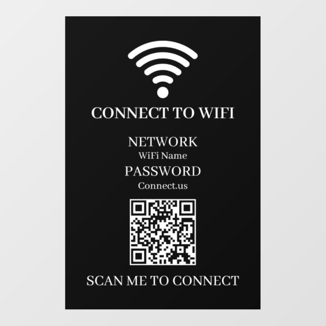 Custom Black WiFi QR | Scan to Connect Display Wall Decal (Front)