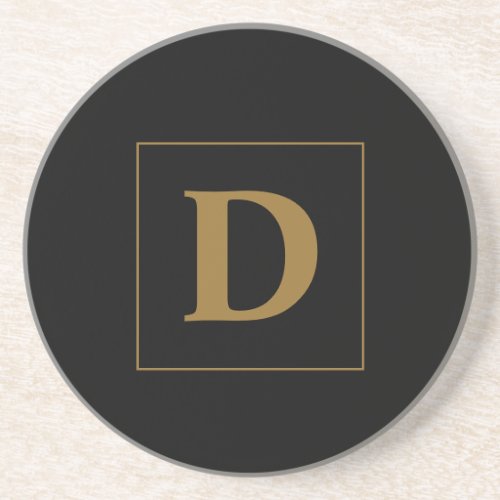 Custom Black With Gold Family Initial Coaster