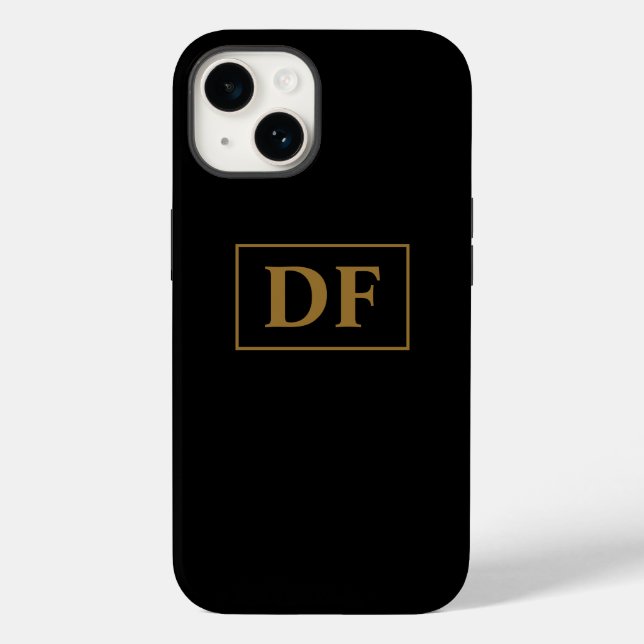 Custom Black With Gold Initials Case-Mate iPhone Case (Back)