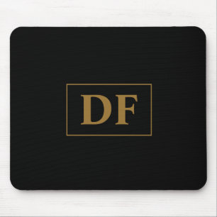 Custom Black With Gold Initials Mouse Pad
