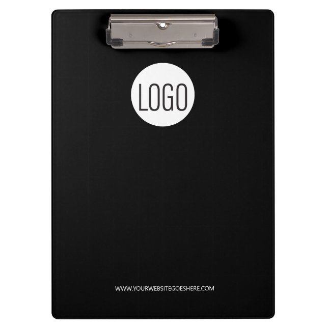 Custom Black with white logo minimal business Clipboard (Front)