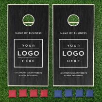 Custom Black Wood Business Name Logo Cornhole Set