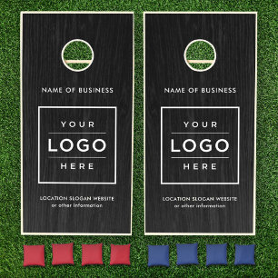 Custom Black Wood Business Name Logo Cornhole Set