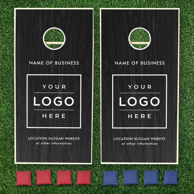 Custom Black Wood Business Name Logo Cornhole Set (Creator Uploaded)