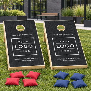 Custom Black Wood Business Name Logo Cornhole Set
