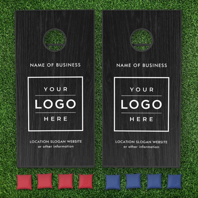 Custom Black Wood Business Name Logo Cornhole Set (Creator Uploaded)