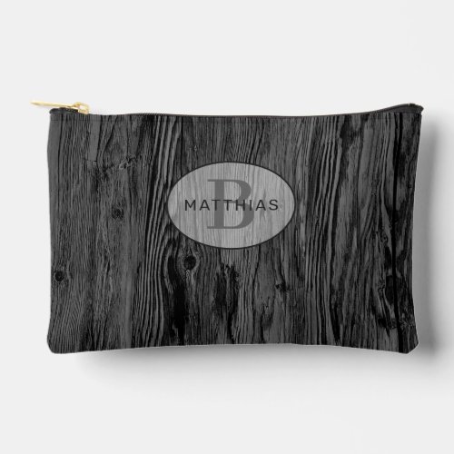 Custom Black Woodgrain Pattern Accessory Pouch