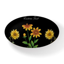 Custom Black Yellow Floral Glass Paperweight Gift
