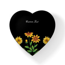 Custom Black Yellow Floral Glass Paperweight Gift