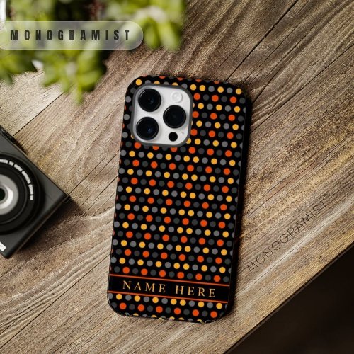 Custom Black Yellow Orange Color Polka Dot Design Case_Mate iPhone 14 Pro Max Case