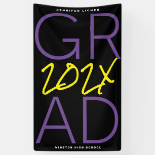 CUSTOM Black Yellow Purple White COLLEGE Banner
