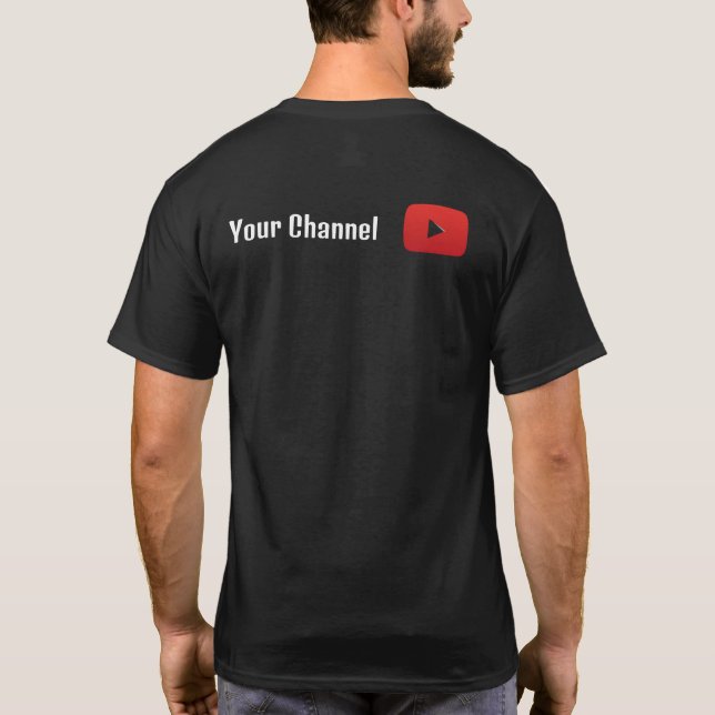 Custom Black YouTube Channel Logo T-Shirt – Person (Back)