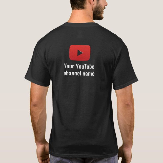 Custom Black YouTube Channel Logo T-Shirt – Person (Back)