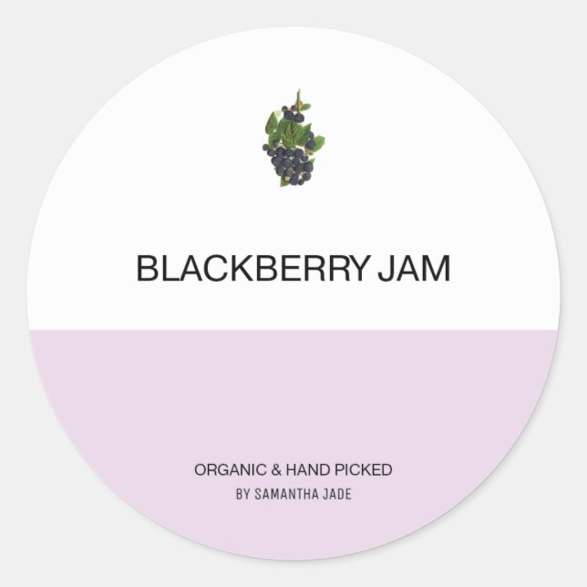 Custom Blackberry Jam & Preserve Jar Labels  (Front)