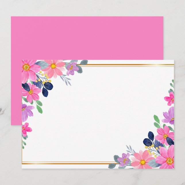 Custom Blank Hot Pink Floral Save The Date (Front/Back)