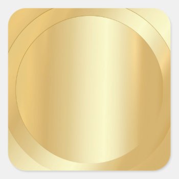 Custom Blank Template Faux Gold Add Your Text Square Sticker by art_grande at Zazzle