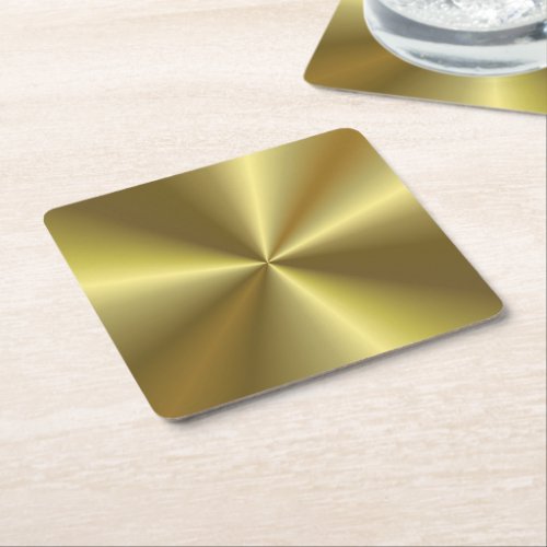 Custom Blank Template Faux Gold Metallic Look Square Paper Coaster