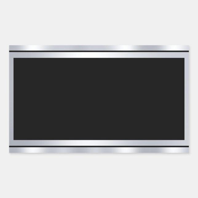 Custom Blank Template Faux Silver Black Add Text Rectangular Sticker (Front)