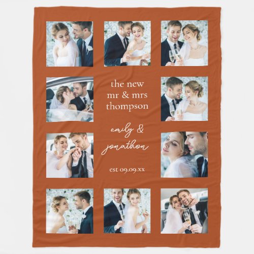 Custom Blanket with 10 Wedding Pictures Terracotta
