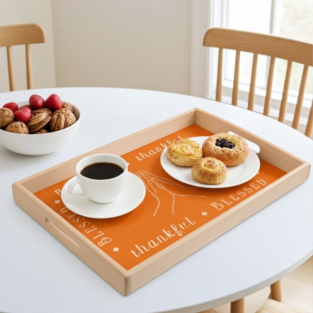 Custom Blessed and thankful Bamboo Thanksgiving Serving Tray (Creator Uploaded)