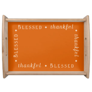 Custom "Blessed" & "thankful" Typography on Bamboo Serving Tray