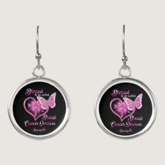 Custom Blessed to be Called Breast Cancer Survivor Earrings
