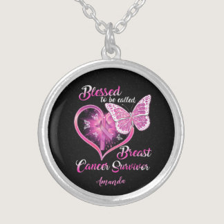 Custom Blessed to be Called Breast Cancer Survivor Silver Plated Necklace