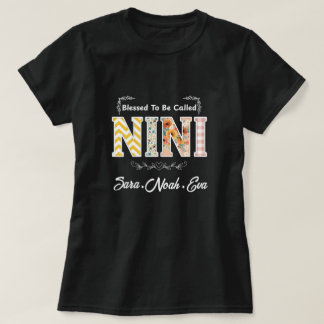  Custom Blessed To Be Called Nini Kids Art Flower  T-Shirt