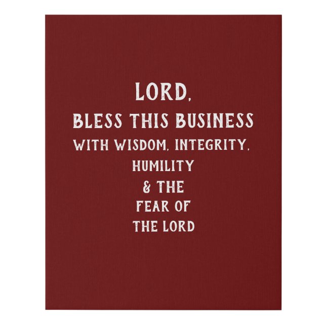 Custom Blessing for your Business Faux Canvas Print (Front)