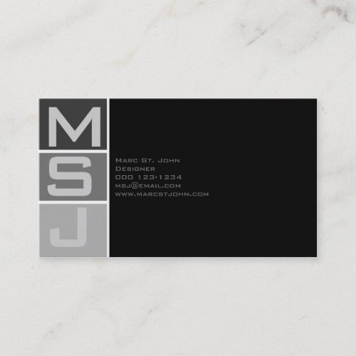 Custom Block Monogram Business Card Template