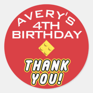 Custom BLOCK PARTY Colorful Bricks Thank You Classic Round Sticker