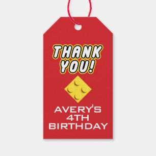 Custom BLOCK PARTY Colorful Bricks Thank You Gift Tags