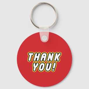 Custom BLOCK PARTY Colorful Bricks Thank You Keychain
