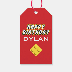 Custom BLOCK PARTY Colorful Bricks Toy Builder Gift Tags