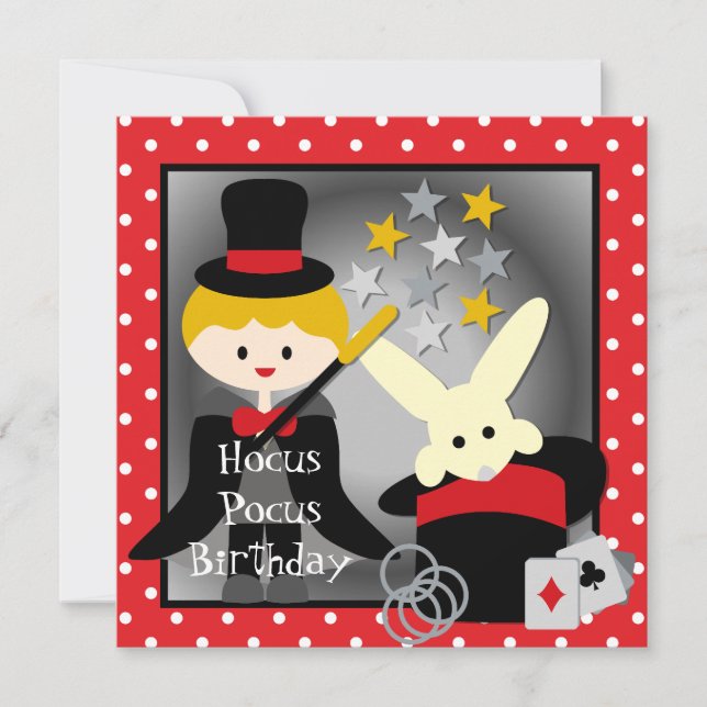 Custom Blond Boy Hocus Pocus Birthday Invites (Front)