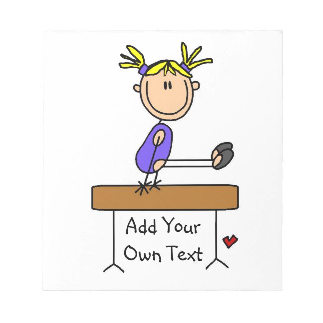 Custom Blond Girl Gymnast on Balance Beam Notepad (Front)