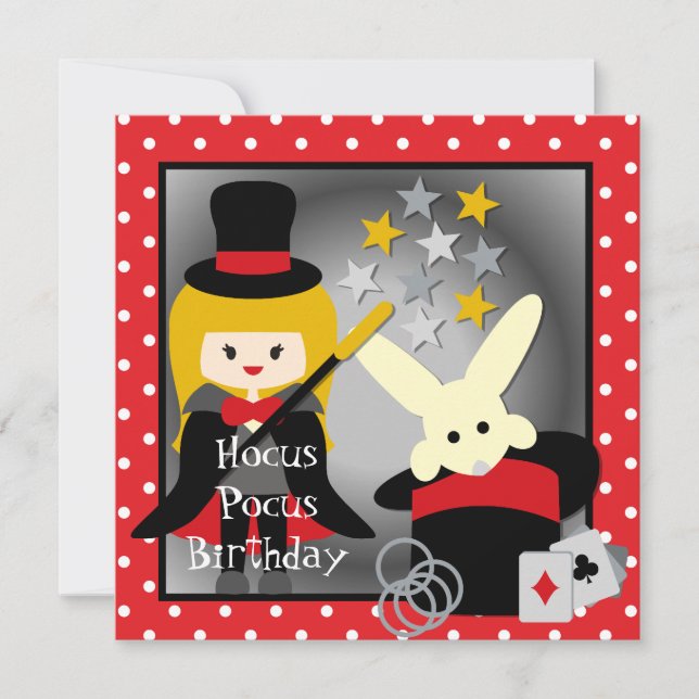 Custom Blond Girl Hocus Pocus Birthday Invites (Front)