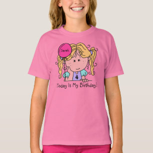 Custom Blond Girl With Balloon Birthday T-shirt