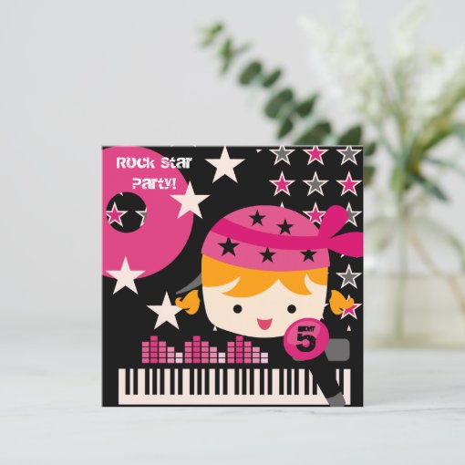 Custom Blond Girls Rock Star Birthday Invitations | Zazzle